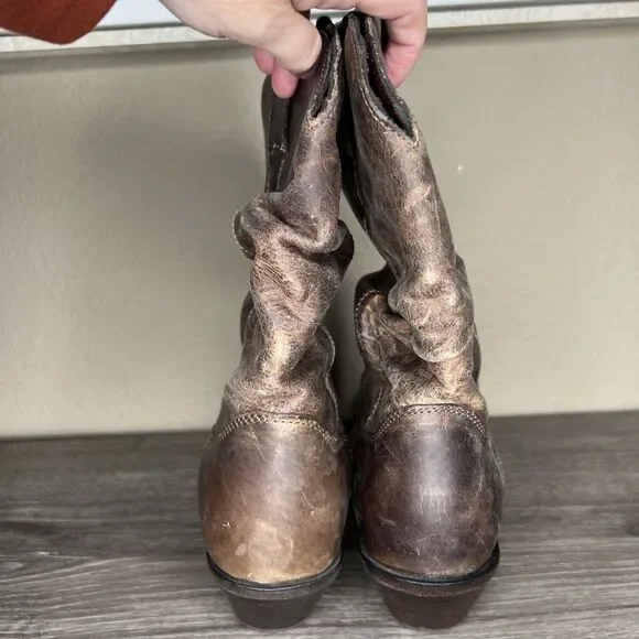 Durango Crush Women Brown Leather Slouch Western Boots 8.5M Distressed RD3494 - Picture 5 of 12